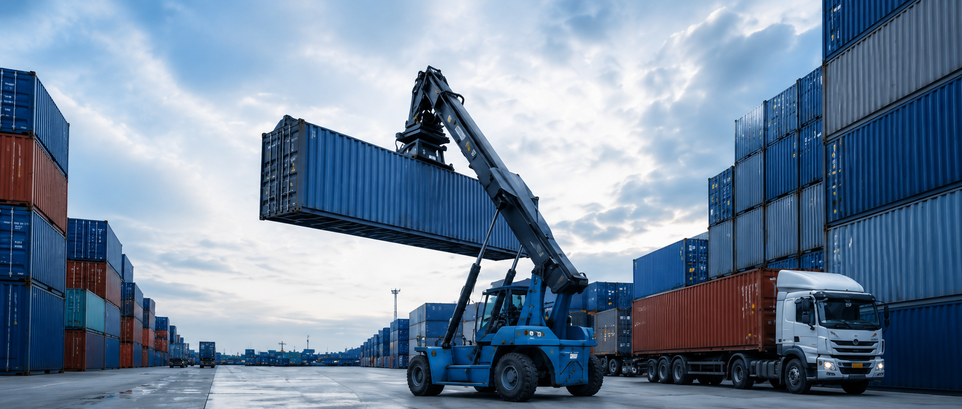 Container handling and logistics yard