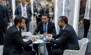 Catalyst Chem team meeting with partners at an exhibition